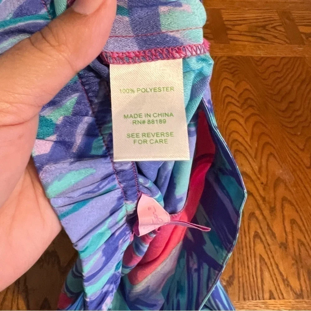 Lilly Pulitzer Graphic Colorful Palazzo Pull-on Pants Sz XS Flowy Lightweight